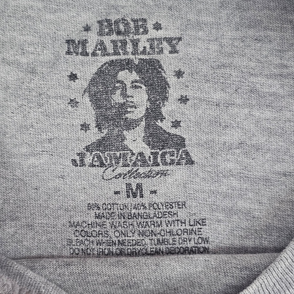 Bob Marley Lion Split Face Graphic T-Shirt Mens Medium Gray Reggae Jamaica Tee - Picture 2 of 6